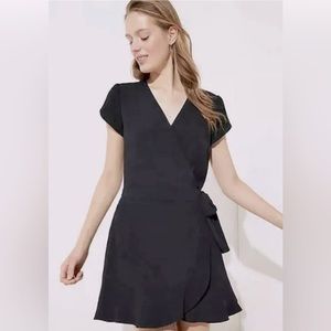 Loft Black tie front skort romper. Size 6.